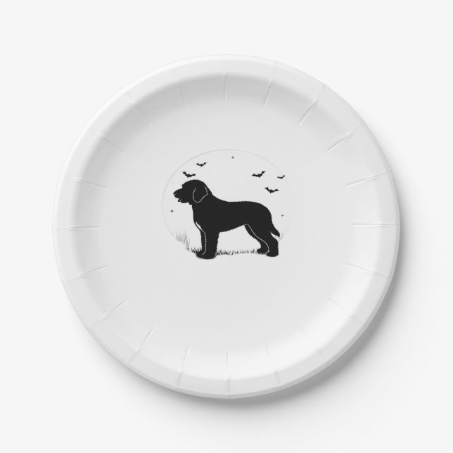 Assiettes En Carton Barbet Chien � Halloween Lune Silhouette surdimens (Devant)