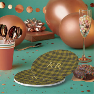 Assiettes En Carton Barclay Tartan avec vos initiales, Scottish Plaid