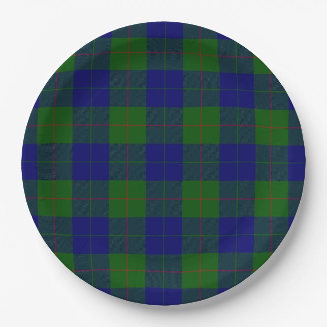 Assiettes En Carton Barclay tartan bleu vert plaid (Devant)