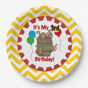 Assiettes En Carton Baril de singes Plaques papier 3e anniversaire