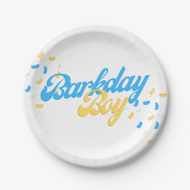 Assiettes En Carton Barkday Boy Papier Plaque (Devant)