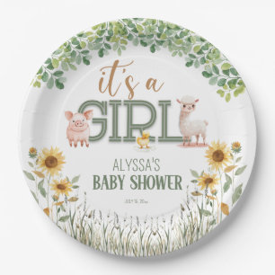 Assiettes En Carton Barnyard Animaux Baby Girl Baby shower