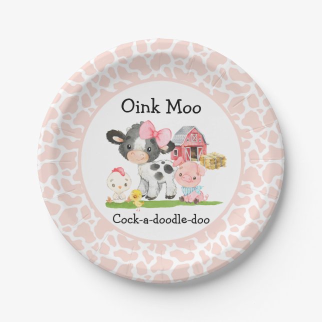 Assiettes En Carton Barnyard Birthday Plate Oink Moo Cockadoodledoo (Devant)