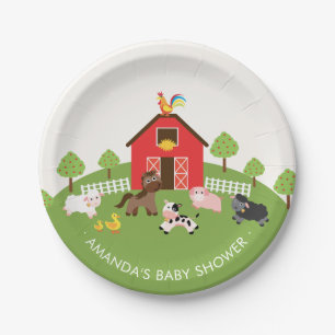 Assiettes En Carton Barnyard Farm Animaux Baby shower Plaque 7"