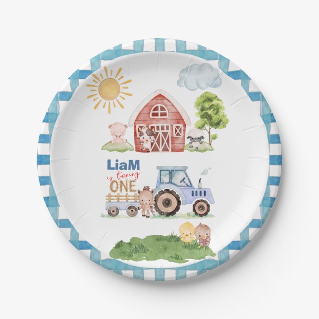 Assiettes En Carton Barnyard Fun 1er Anniversaire (Devant)