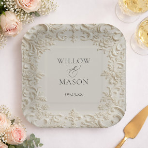 Assiettes En Carton Baroque Style de relief à décor enroulé Fleurs de