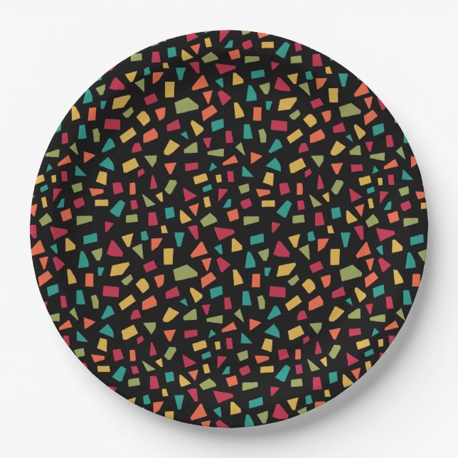 Assiettes En Carton Barres - Couleurs 02 - sur Noir (Devant)