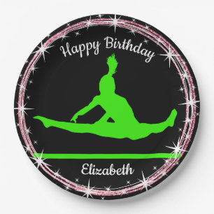 Assiettes En Carton Bars de gymnastique Anniversaire en Lime Vert et N