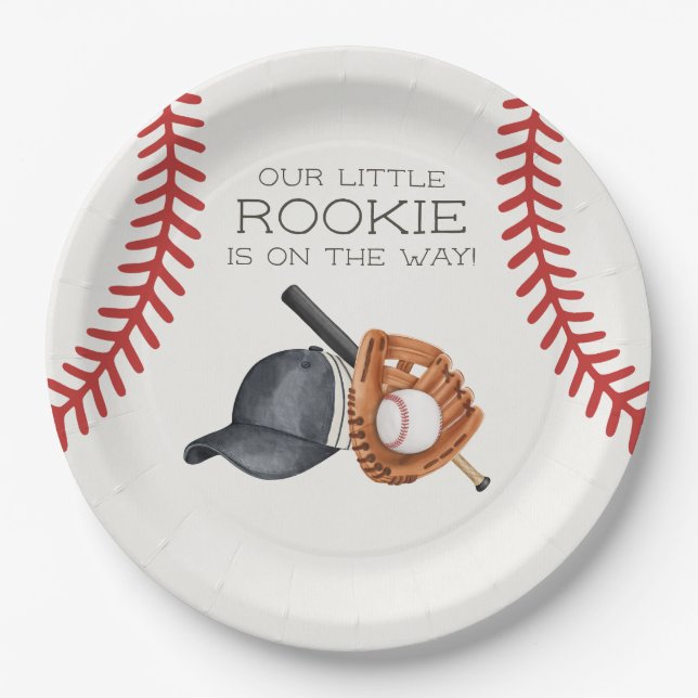 Assiettes En Carton Baseball Little Rookie Home Run Baby shower (Devant)