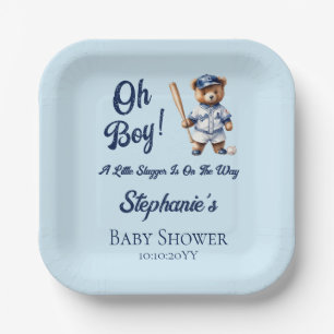 Assiettes En Carton Baseball Oh Boy Baby shower mignonne Ours