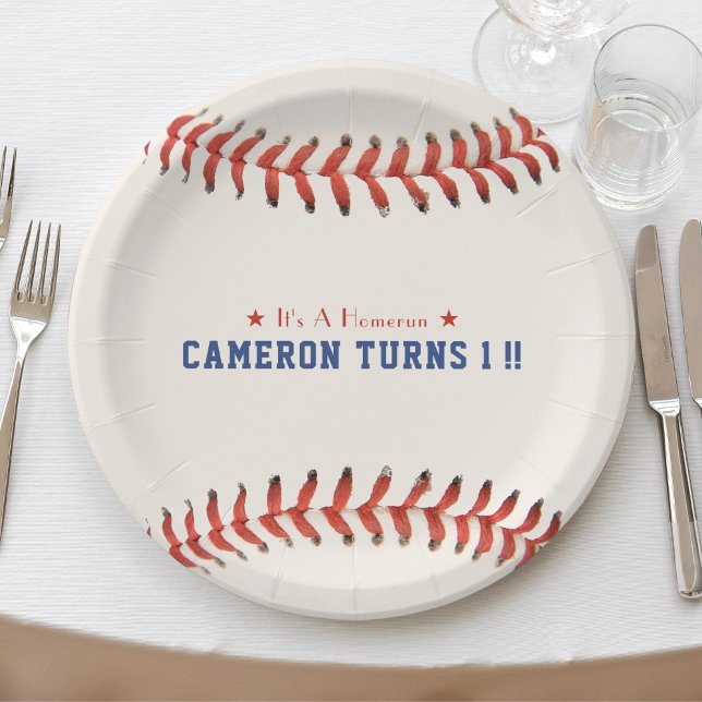 Assiettes En Carton Baseball Softball Sport 1ère fête d'anniversaire (Baseball Softball Sport 1st Birthday Party Paper Plates)