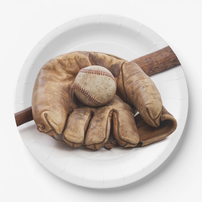 Assiettes En Carton Baseball vintage (Devant)