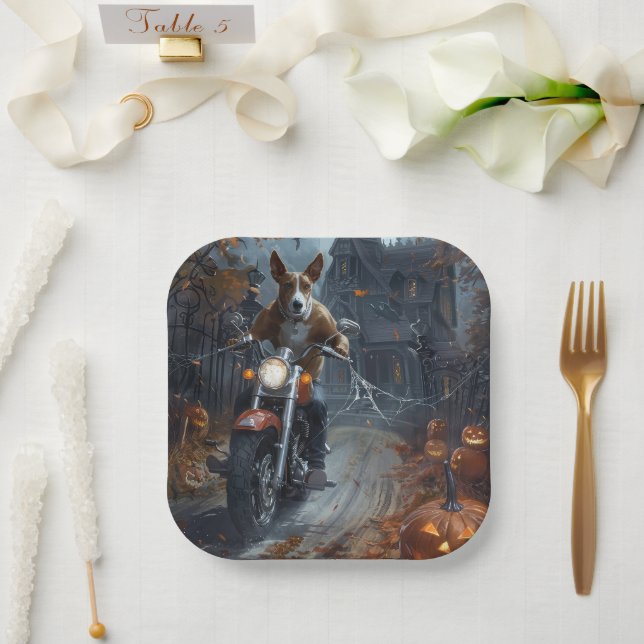 Assiettes En Carton Basenji équitation moto Halloween effrayant (Mariage)