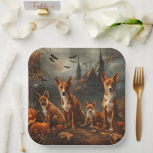 Assiettes En Carton Basenji Halloween Chien De Nuit Délice