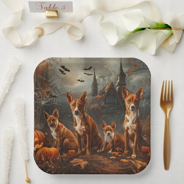 Assiettes En Carton Basenji Halloween Chien De Nuit Délice (Mariage)