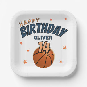 Assiettes En Carton Basketball Ball Sports Bonne fête d'anniversaire