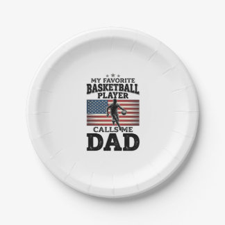 Assiettes En Carton Basketball Dad Patriotic Vintage Engraving T-Shirt