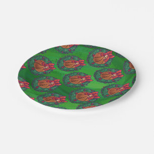 Assiettes En Carton Basketball dans la couronne de Noël