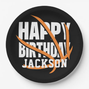 Assiettes En Carton Basketball Joyeux anniversaire Personnalisé
