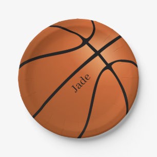 Assiettes En Carton Basketball Nom personnalisé Anniversaire