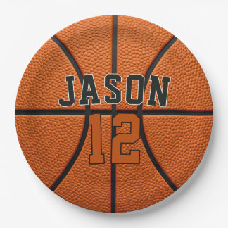 Assiettes En Carton Basketball Personnalisé avec Nom et Âge