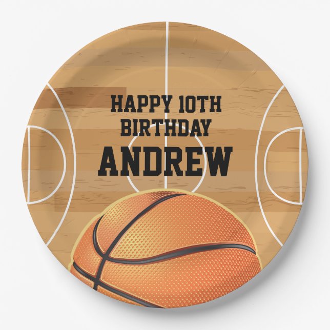 Assiettes En Carton Basketball Sports Happy Birthday Paper Plates (Devant)