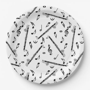 Assiettes En Carton Bass Clarinet Music Note Motif