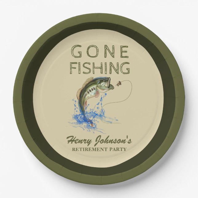 Assiettes En Carton Bass Gone Fishing Retraite Plaques papier (Devant)
