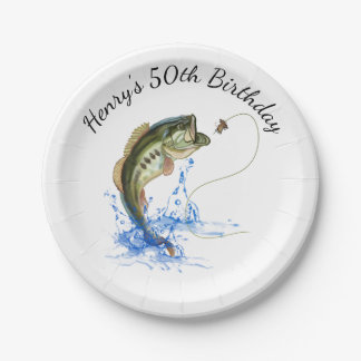 Assiettes En Carton Basse Pêche 50e Anniversaire Plaques papier de fêt