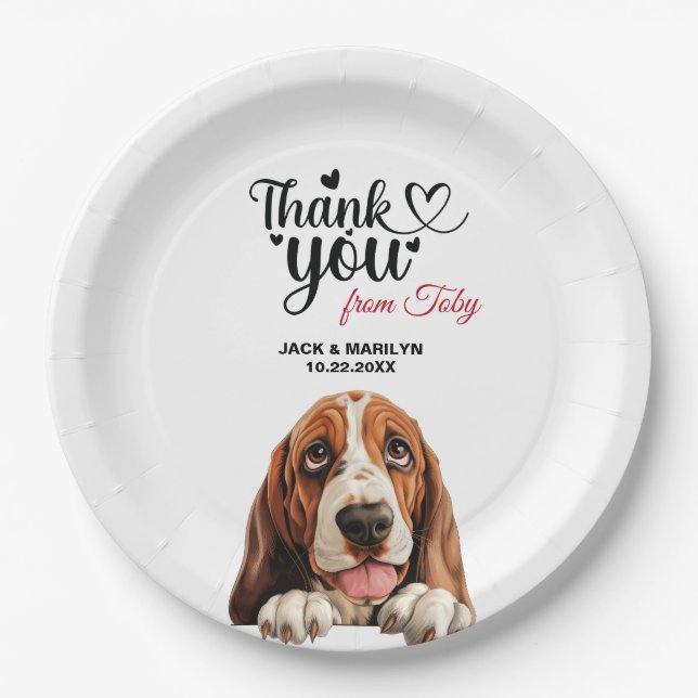 Assiettes En Carton Basset Hound Chien Mariage Cocktail (Devant)