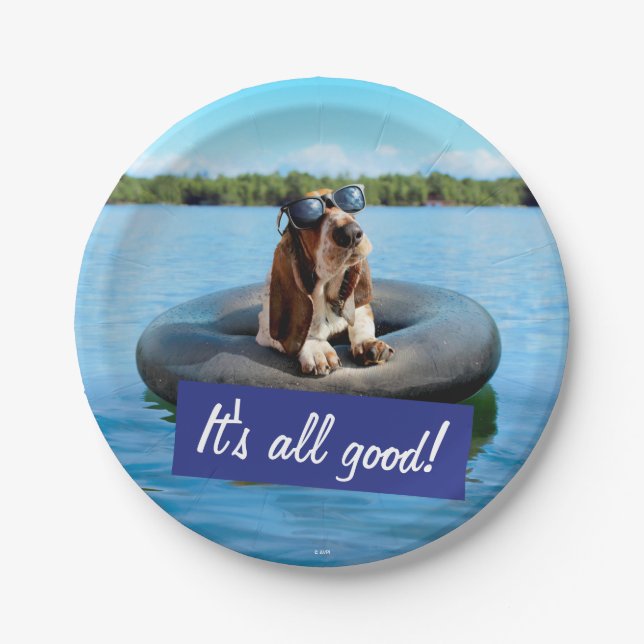 Assiettes En Carton Basset Hound dans les lunettes de soleil (Devant)