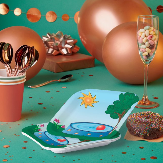 Assiettes En Carton Bassin Enfants Sous Un Arbre (Créateur téléchargé)