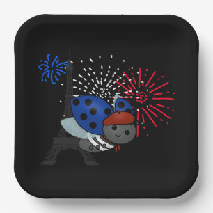 Assiettes En Carton Bastille Day Ladybug, sourire