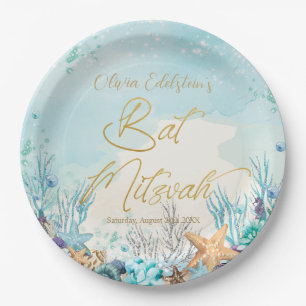 Assiettes En Carton Bat mitzvah Under the Sea Beach 12e anniversaire