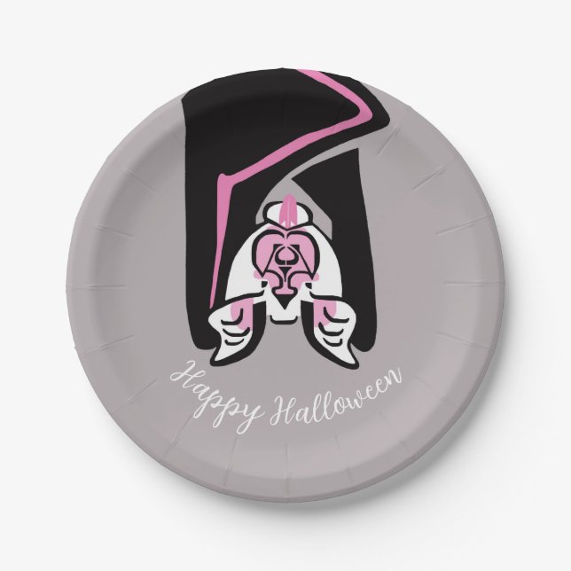 Assiettes En Carton BAT noir graphique -Happy Halloween - Fête (Devant)