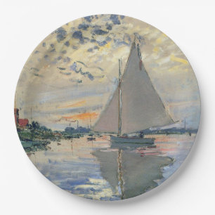 Assiettes En Carton Bateau à voile de Monet Impressionnisme français C