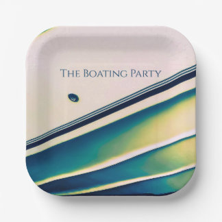 Assiettes En Carton Bateau Abstrait en Plaque Papier Bleu