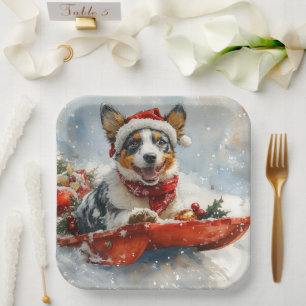 Assiettes En Carton Bateau australien en sledge laissez-le neiger Noël