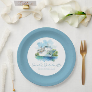 Assiettes En Carton Bateau de croisière Bachelorette Personnalisé