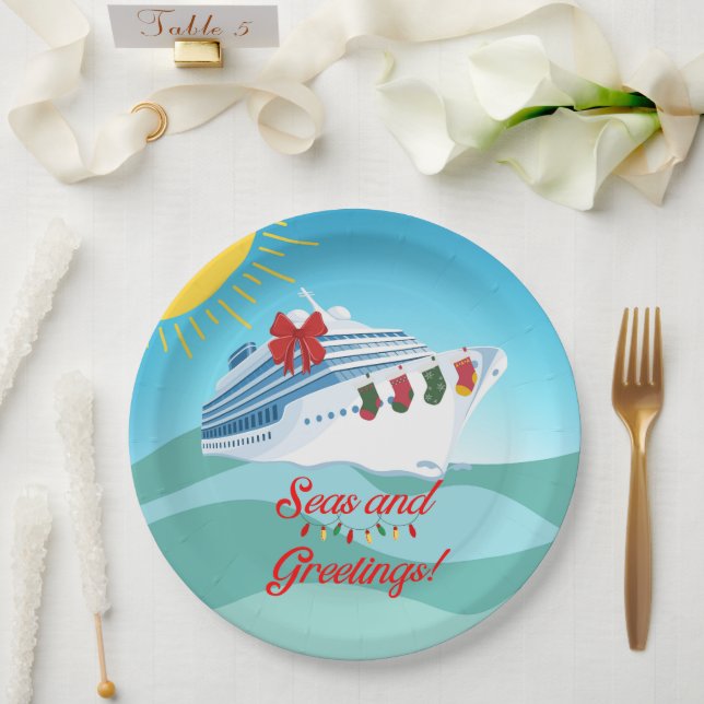 Assiettes En Carton Bateau de croisière festif (Mariage)