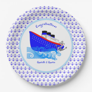 Assiettes En Carton Bateau de croisière nautique personnalisé