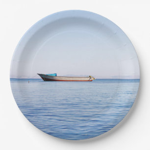 Assiettes En Carton Bateau de mer calme