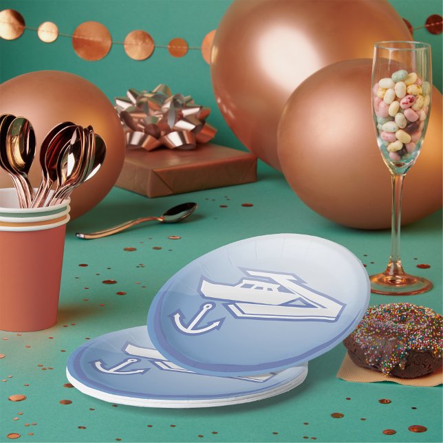 Assiettes En Carton Bateau et Ancre Marine nautique (Créateur téléchargé)