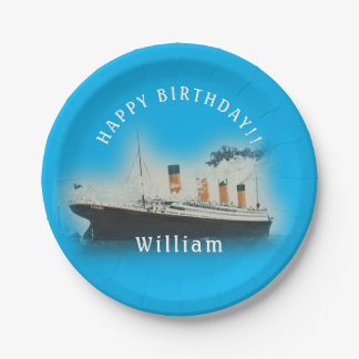 Assiettes En Carton Bateau Titanic Blue Birthday White Star Line