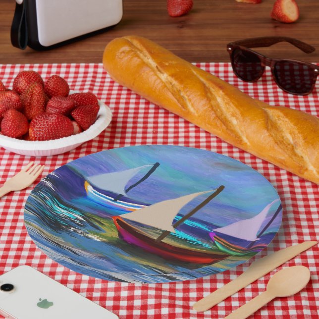 Assiettes En Carton Bateaux en mer (Pique-nique)