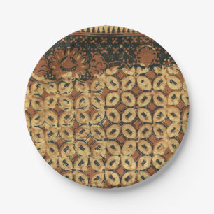 Assiettes En Carton Batik Kawung vintage indonésien à motif rustique