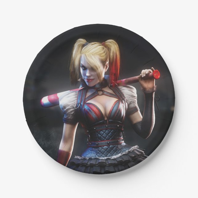 Assiettes En Carton Batman Arkham Knight | Harley Quinn avec chauve-so (Devant)