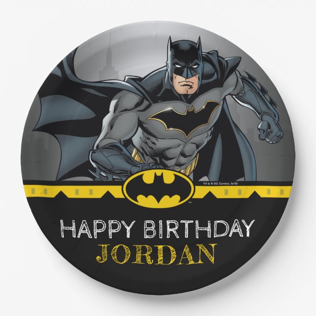 Assiettes En Carton Batman | Chalkboard Joyeux anniversaire (Devant)