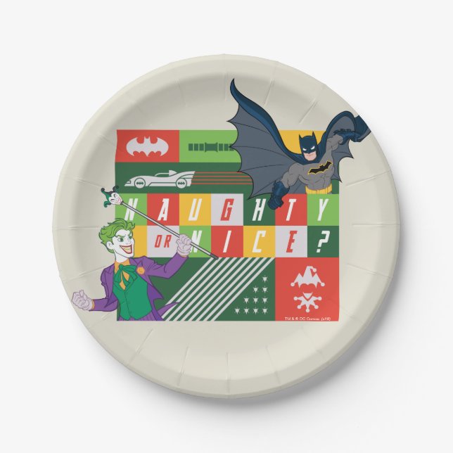 Assiettes En Carton Batman contre Joker "Naughty or Nice" (Devant)