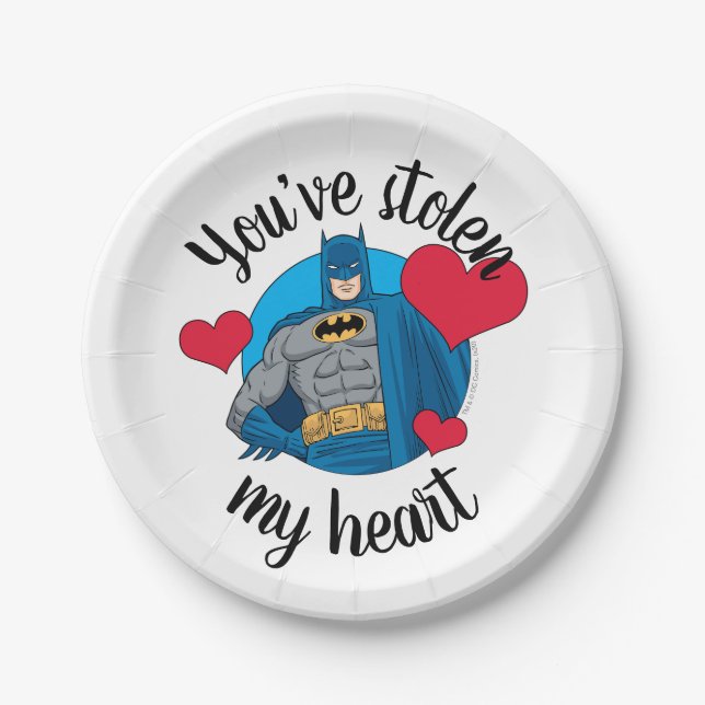 Assiettes En Carton Batman Valentine | Vous avez volé mon coeur (Devant)